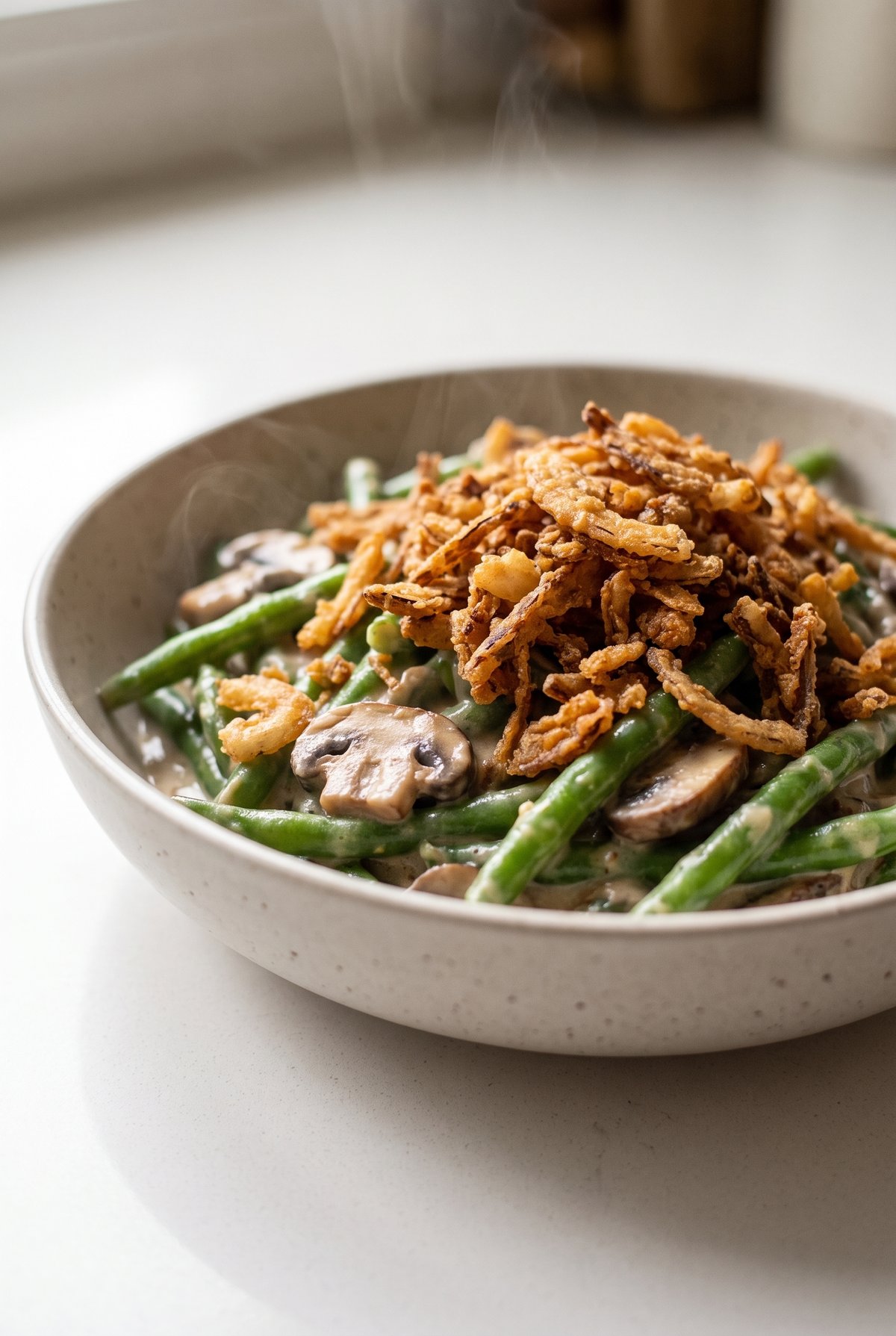 Green Bean Casserole served and ready to eat