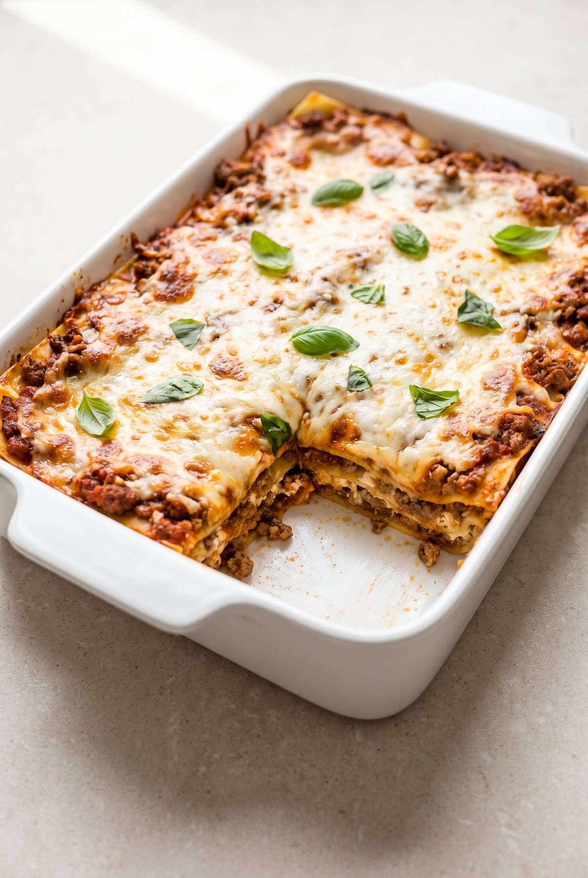 Lasagna ready to serve